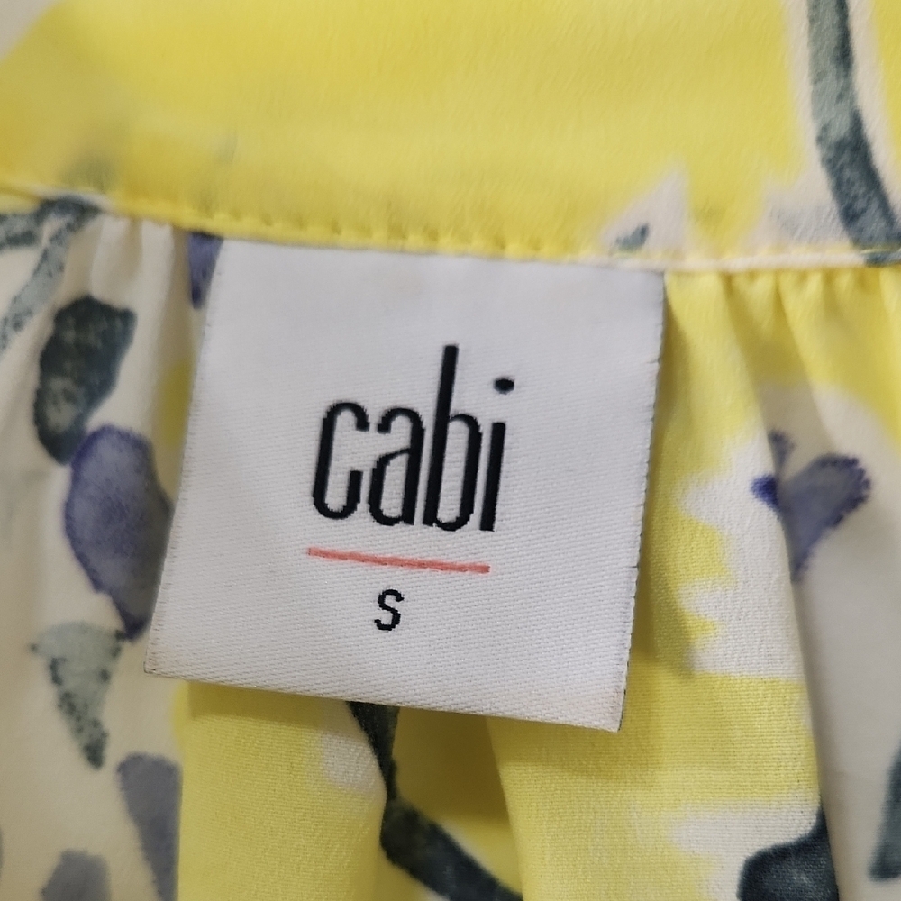 CAbi Yellow and Blue Floral Blouse Small - Picture 2 of 4